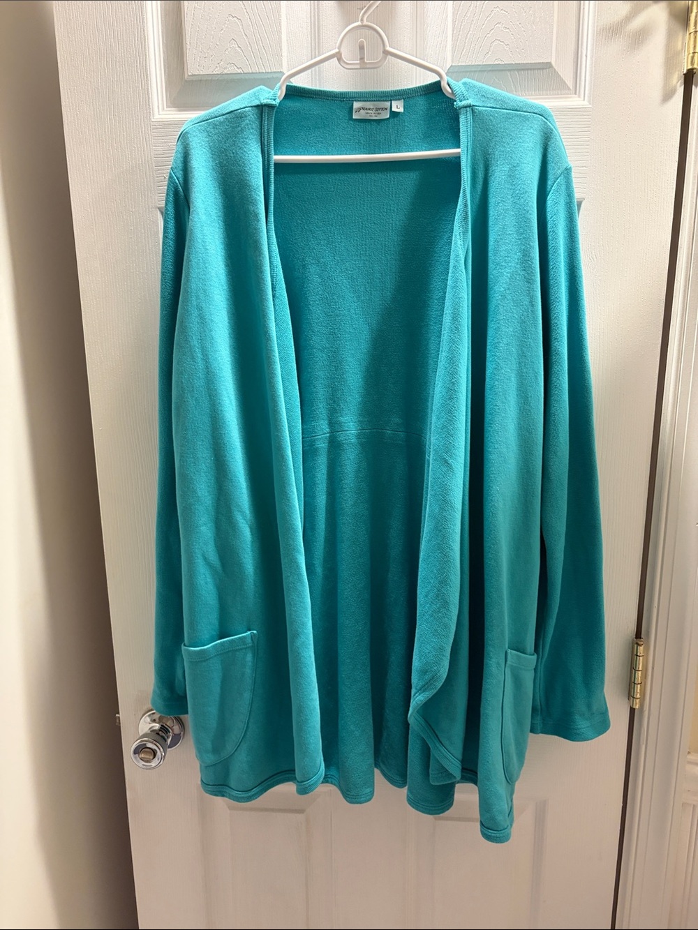 Prairie Cotton Teal Open-Front Women's Cardigan